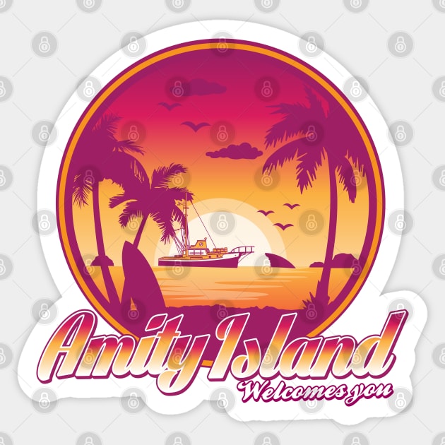 Amity Island Welcomes you Sticker by SuperEdu